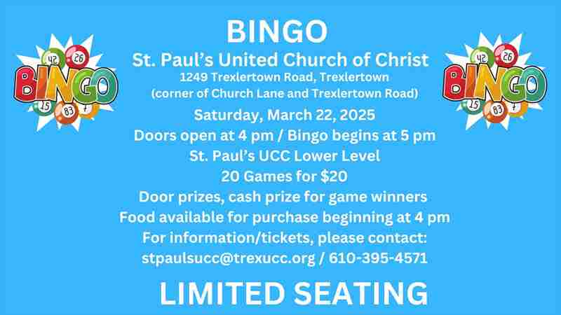 Bingo in Trexlertown on 22 Mar