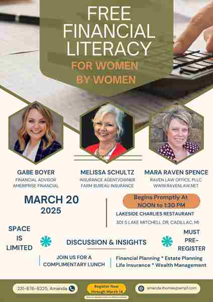 Financial Literacy, For Women By Women in Cadillac on 20 Mar