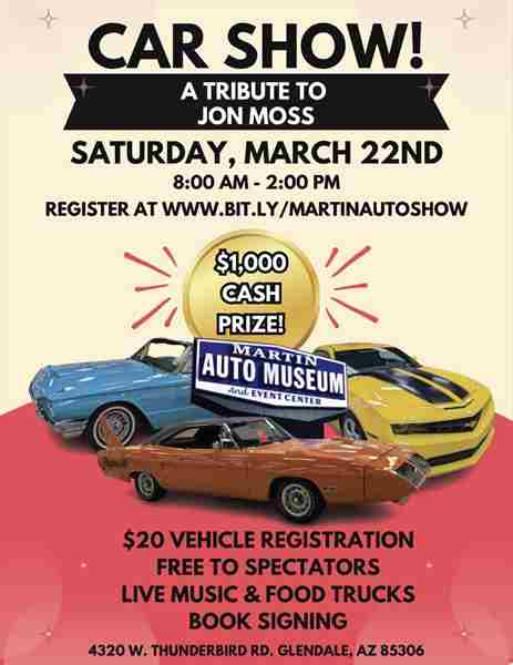 Jon Moss Tribute Car Show at the Martin Auto Museum in Glendale on 22 March 2025