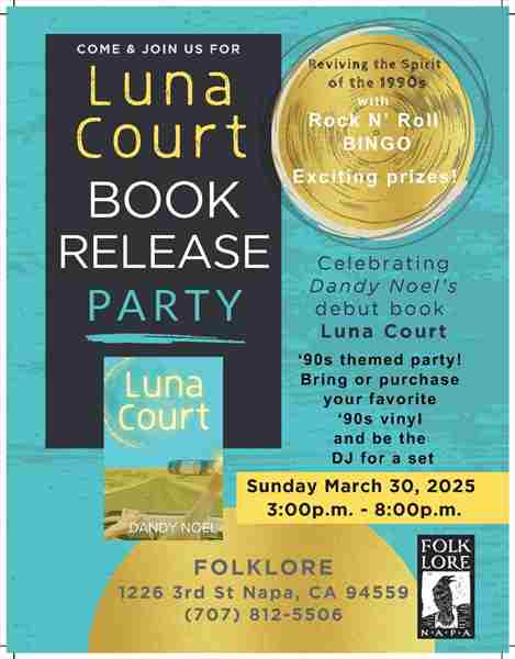 Luna Court Book Release Party in Napa on 30 Mar