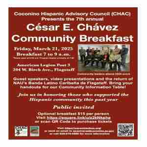 Coconino Hispanic Advisory Council's (CHAC) 7th annual Cesar E. Chavez Community Breakfast, March 21 in Flagstaff on 21 Mar