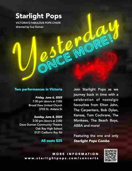 Starlight Pops presents "YESTERDAY ONCE MORE!" in Victoria on 8 Jun